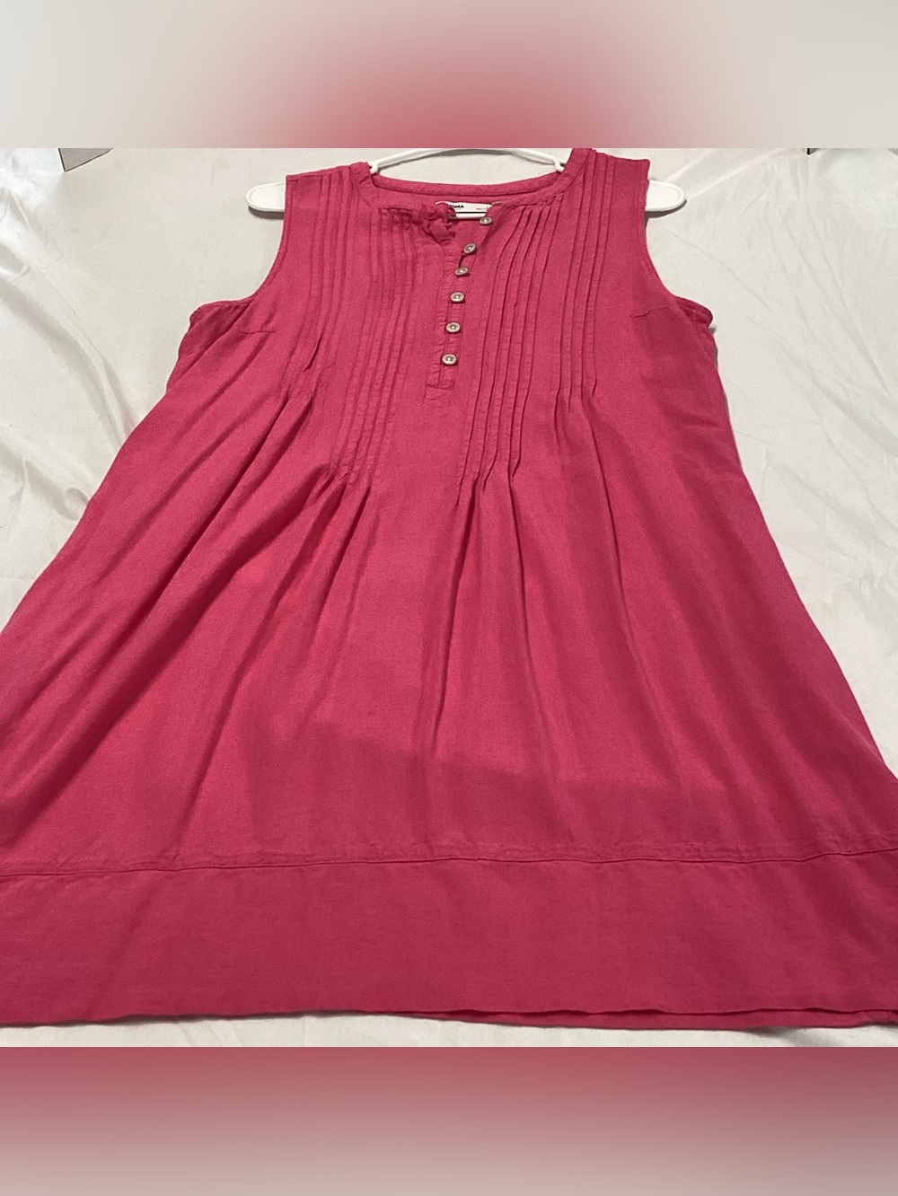 Sonoma Fuchsia Sleeveless Pleated Pintuck Button-Front Dress